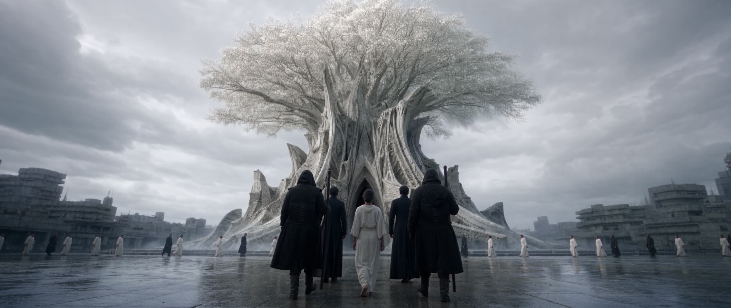 Le Temple et son arbre aux feuilles blanches