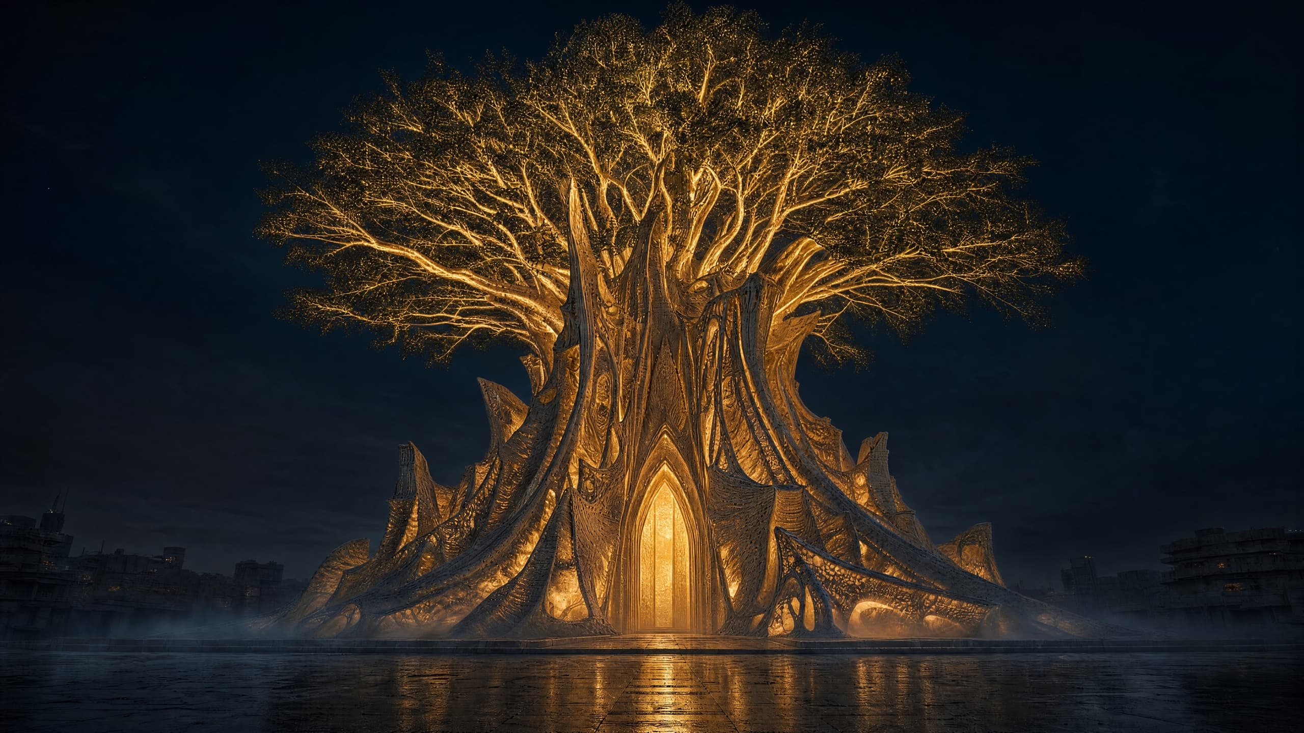Le Temple, sanctuaire couronné de l'arbre aux feuilles blanches.